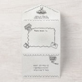 Hand Getrokken funky Italië doodle bruiloft All In One Uitnodiging (Buitenkant)