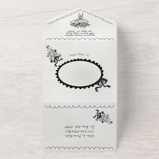 Hand Getrokken funky Kapel doodle bruiloft All In One Uitnodiging (Buitenkant)