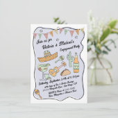 Hand getrokken Funky Mexicaanse Fiesta Kaart (Staand voorkant)