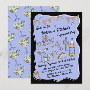 Hand getrokken Funky Mexicaanse Fiesta Party Kaart