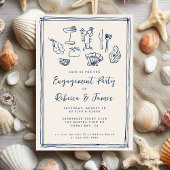 Hand getrokken Funky Nautical Beach Engagement Par Kaart