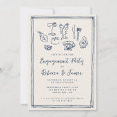 Hand getrokken Funky Nautical Beach Engagement Par Kaart (Voorkant)