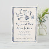 Hand getrokken Funky Nautical Beach Engagement Par Kaart (Staand voorkant)