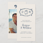 Hand getrokken Funky Nautical Monogram Huwelijk Save The Date (Voorkant / Achterkant)
