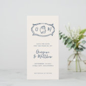 Hand getrokken Funky Nautical Monogram Huwelijk Save The Date (Staand voorkant)