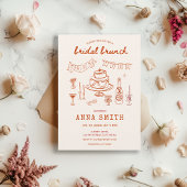 Hand getrokken Funky Quirky Unieke Rode Bruids Bru Kaart