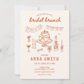 Hand getrokken Funky Quirky Unieke Rode Bruids Bru Kaart (Voorkant)