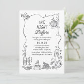 Hand getrokken Funky Retro grillige repetitie dine Kaart (Staand voorkant)