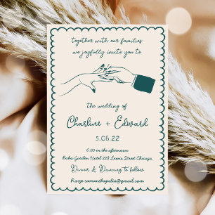 Hand getrokken Funky Tekening Hand Schrijven Trouw Kaart