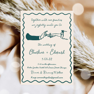 Hand getrokken Funky Tekening Hand Schrijven Trouw Kaart