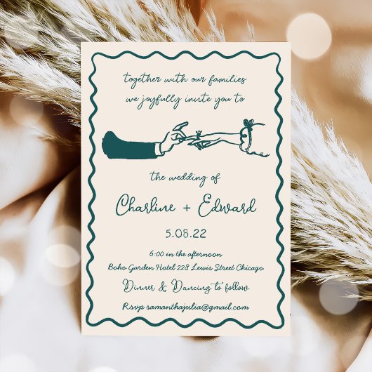 Hand getrokken Funky Tekening Hand Schrijven Trouw Kaart