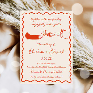 Hand getrokken Funky Tekening Hand Schrijven Trouw Kaart