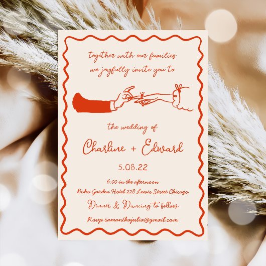 Hand getrokken Funky Tekening Hand Schrijven Trouw Kaart