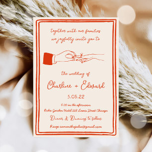 Hand getrokken Funky Tekening Hand Schrijven Trouw Kaart