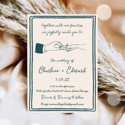 Hand getrokken Funky Tekening Hand Schrijven Trouw Kaart