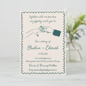 Hand getrokken Funky Tekening Hand Schrijven Trouw Kaart (Staand voorkant)