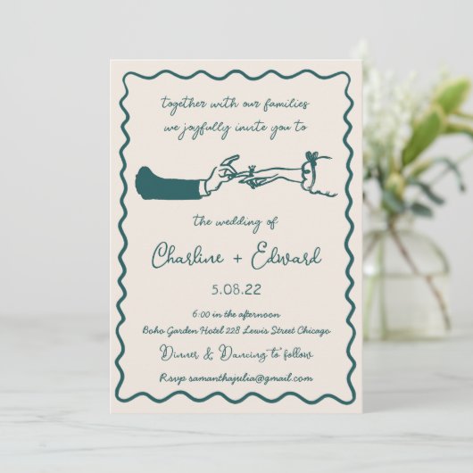 Hand getrokken Funky Tekening Hand Schrijven Trouw Kaart (Staand voorkant)