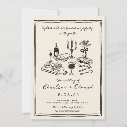 Hand getrokken Funky Tekening Handschrift Bruiloft Kaart (Voorkant)