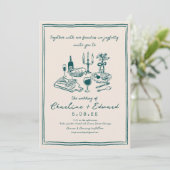 Hand getrokken Funky Tekening Handschrift Bruiloft Kaart (Staand voorkant)