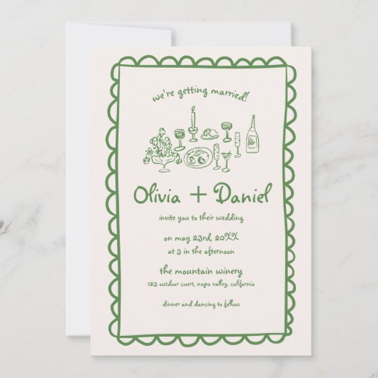 Hand getrokken Funky Tekening Handschrift bruiloft Kaart (Voorkant)