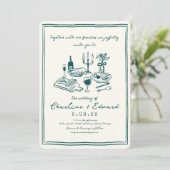 Hand getrokken Funky Tekening Handschrift Bruiloft Kaart (Staand voorkant)