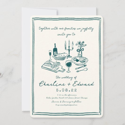 Hand getrokken Funky Tekening Handschrift Bruiloft Kaart (Voorkant)