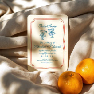 Hand getrokken Funky Tekening Handschrift Bruiloft Kaart