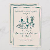 Hand getrokken Funky Tekening Handschrift Bruiloft Kaart