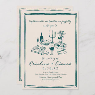 Hand getrokken Funky Tekening Handschrift Bruiloft Kaart