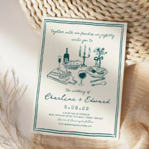 Hand getrokken Funky Tekening Handschrift Bruiloft Kaart