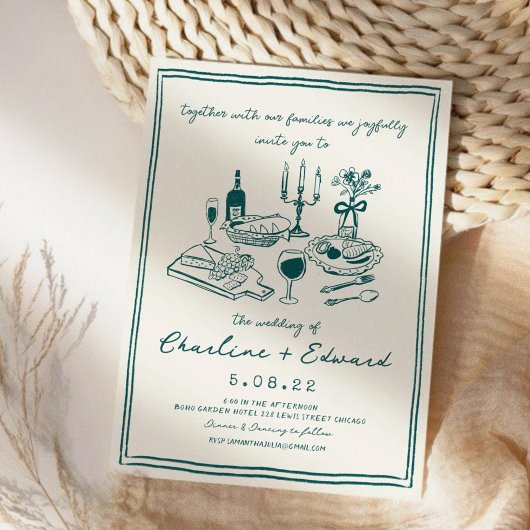 Hand getrokken Funky Tekening Handschrift Bruiloft Kaart