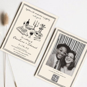 Hand getrokken Funky Tekening Handschrift Bruiloft Kaart