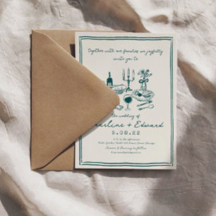 Hand getrokken Funky Tekening Handschrift Bruiloft Kaart