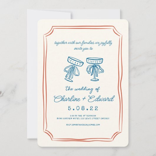 Hand getrokken Funky Tekening Handschrift Bruiloft Kaart (Voorkant)