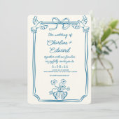 Hand getrokken Funky Tekening Handschrift Bruiloft Kaart (Staand voorkant)