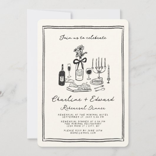 Hand getrokken funky tekening repetitie diner kaart (Voorkant)