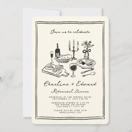 Hand getrokken funky tekening repetitie diner kaart (Voorkant)