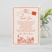 Hand getrokken Funky Tekening Wedding Dank u kaart (Staand voorkant)