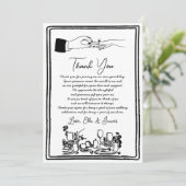 Hand getrokken Funky Tekening Wedding Dank u kaart (Staand voorkant)