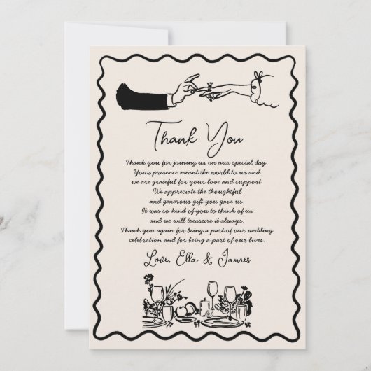 Hand getrokken Funky Tekening Wedding Dank u kaart (Voorkant)