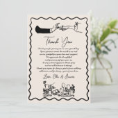 Hand getrokken Funky Tekening Wedding Dank u kaart (Staand voorkant)