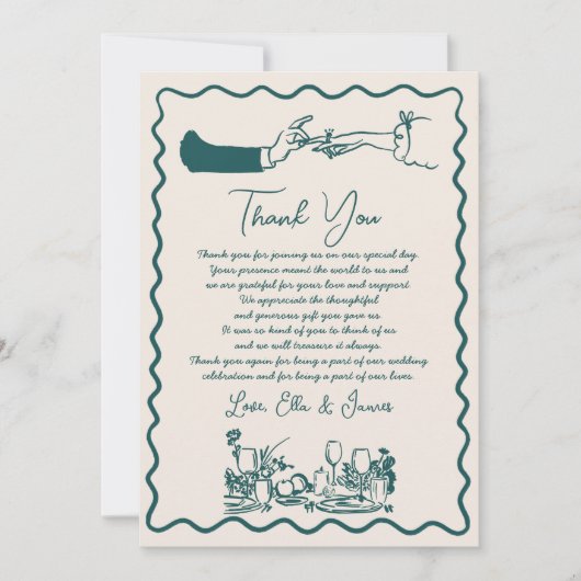 Hand getrokken Funky Tekening Wedding Dank u kaart (Voorkant)