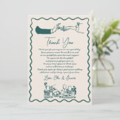 Hand getrokken Funky Tekening Wedding Dank u kaart (Staand voorkant)