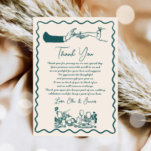 Hand getrokken Funky Tekening Wedding Dank u kaart