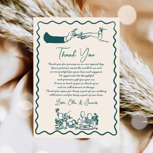 Hand getrokken Funky Tekening Wedding Dank u kaart