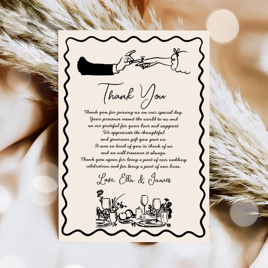 Hand getrokken Funky Tekening Wedding Dank u kaart