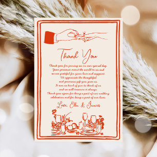 Hand getrokken Funky Tekening Wedding Dank u kaart