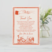Hand getrokken Funky Tekening Wedding Dank u kaart (Staand voorkant)