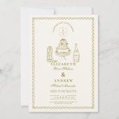 Hand getrokken Funky Western Doodle Wedding Kaart (Voorkant)