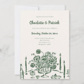 Hand getrokken Funky Whimsical Green Wedding Kaart (Voorkant)